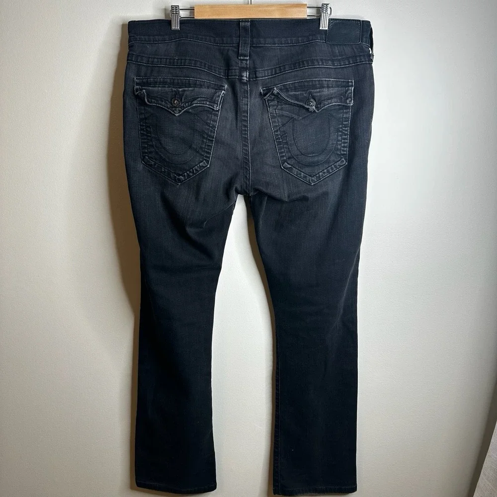 True Religion Ricky Relaxed Straight Mens 38 (actual 40x31) Black Denim Jeans